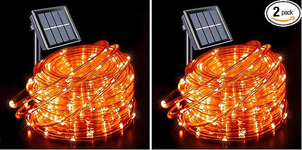 JMEXSUSS Orange Halloween Solar Lights, 66 ft 200 LED Rope Lights Outdoor Waterproof, PVC Tube Orange Christmas | Lumora