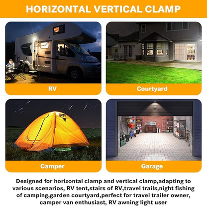 Pacify Clip On Solar Lights Outdoor with Motion Sensor, 92 LED 600LM Solar Clip On Lights, 360° Adjustable Clamp Solar Lights Outdoor Waterproof for Fence Deck Gutter Camping(2 Pack Cool White 6000K)