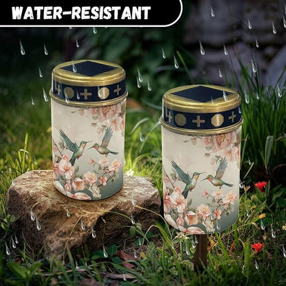 ZOUTAIRONG Hummingbird Solar Light for Cemetery Grave Solar Pathway Lights,Solar Lights 6 Pack Outdoor Waterproof Garden Stake Lights for Outside Yard Patio Landscape Lighting Warm Pathway