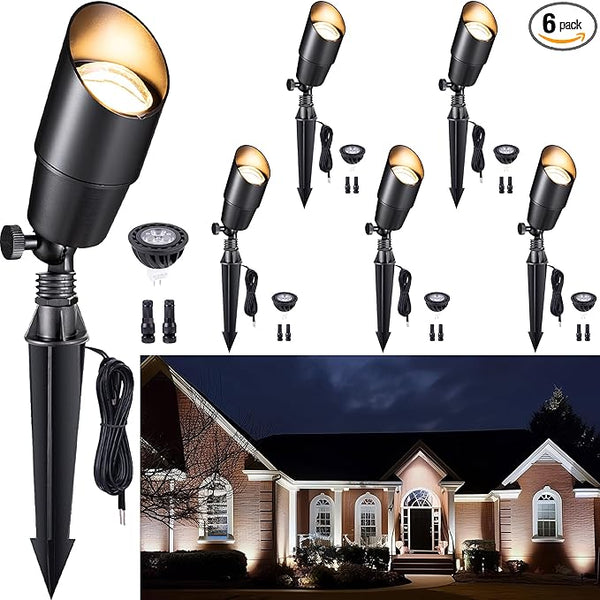 Gardenreet Solid Brass Spot Lights - Black Low Voltage Landscape Spotlight Outdoor, 12V LED Uplights Wired | Lumora