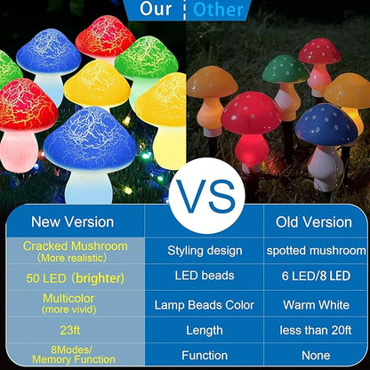 LiyuanQ Mushroom Solar Lights Outdoor Decor - 8 Pack 50 LED Crackle Mushroom Lights, 23ft Solar Powered Fairy String Light with 8 Modes, Waterproof for Outside Garden Yard Patio Pathway, Colorful