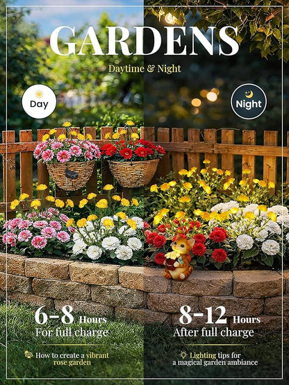 GIGALUMI Solar Lights Outdoor for Garden Decor, 4 Pack Solar Flower Lights Waterproof, 2 Lighting Modes 28 Carnation Flowers for Pathway,Yard, Patio Decoration, Gardening Gifts for Women (Yellow)