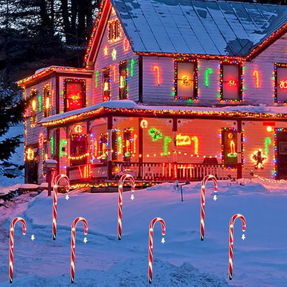8PCS Outdoor Solar Candy Cane Lights, Solar Powered Pathway Lights Outdoor Christmas Decoration for Yard Lawn, Waterproof