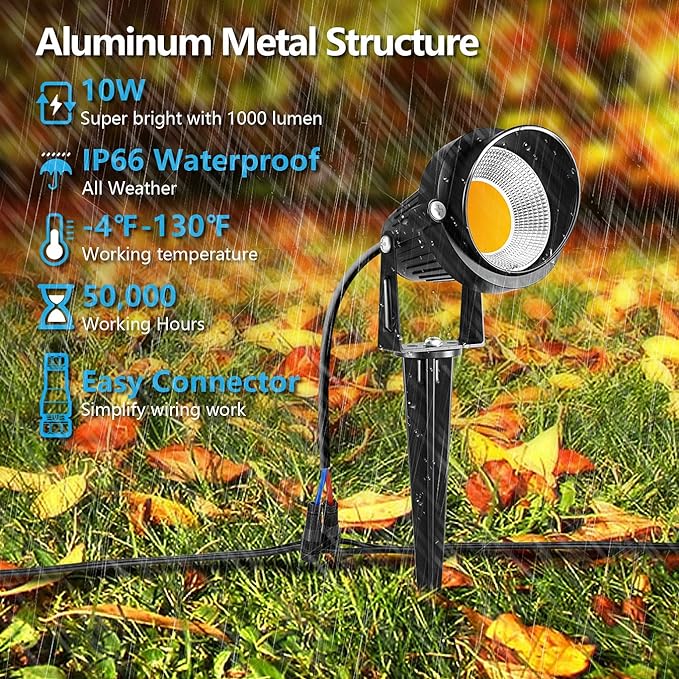 ZUCKEO 10W Low Voltage Landscape Lights LED Landscape Lighting with Connectors, 12V Outdoor Spotlights Yard Garden | Lumora