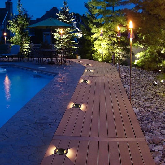 Well Lights Low Voltage Landscape Lighting Outdoor In Ground Lights LED2W Double Sides Lighting AC/DC 12V-24V Warm White Waterproof IP67 Aluminium,4PACKS