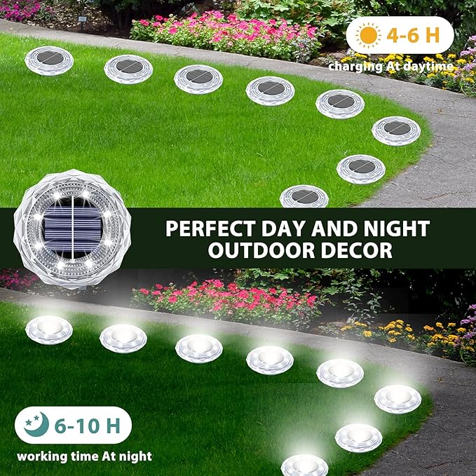 Solar Ground Lights 8 Pack Waterproof Outdoor Solar Lights for Yard Led Solar Garden Lights Bright Solar Powered | Lumora