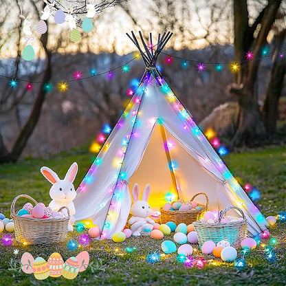 JMEXSUSS 400 LED Easter Lights Plug in, 132ft Multicolor Easter Lights String with Remote, Colorful String Lights for Bedroom Tree Room Party Easter Decorations