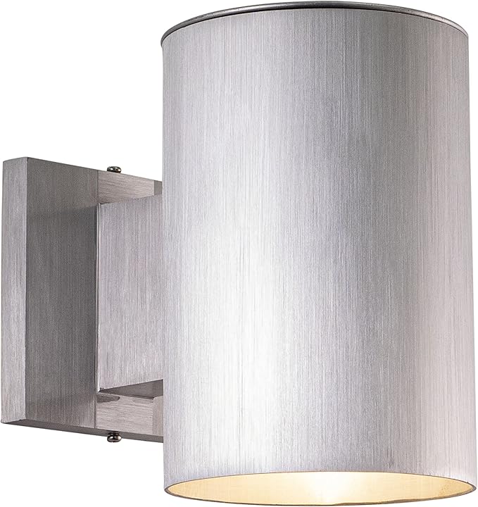 VAXCEL Chiasso Modern Outdoor Porch Light, 5" W x 7.25" H Silver Cylinder Wall Sconce, Waterproof Dark Sky Wall | Lumora