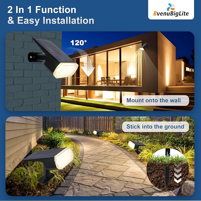 Solar Lights Outdoor Waterproof: IP65 Led Spot Light Decorations for Garden - 3 Lighting Modes Solar Powered for | Lumora