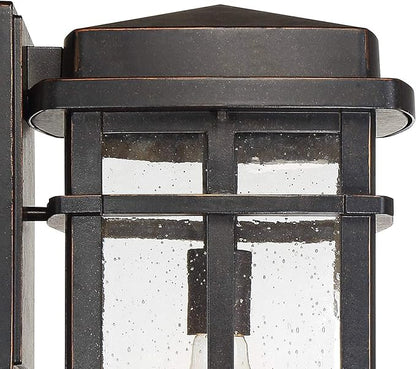 John Timberland Neri Mission Industrial Box-Shaped Outdoor Wall Light Fixture Oil Rubbed Bronze 16" Clear Seedy Glass for Exterior House Porch Patio Outside Deck Front Door Garage Garden Home