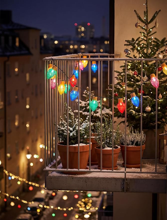 16Ft Jumbo LED Multicolor Christmas String Lights Outdoor with 10 LED Strawberry Bulb, Connectable Hanging String | Lumora