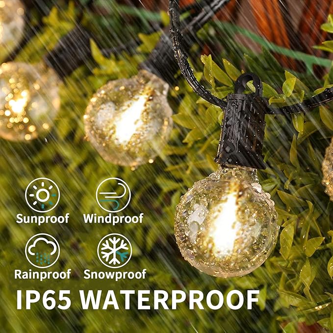 ZOTOYI Outdoor String Lights 50FT, LED Patio Lights with 27 Plastic G40 Bulbs(2 Spare), Waterproof IP65 Edison | Lumora