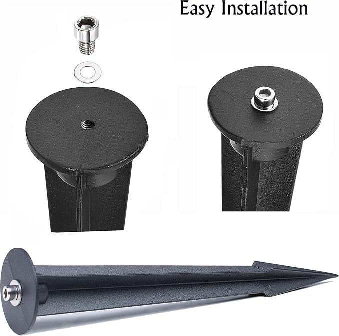 Metal Ground Stake Spike for Outdoor Landscape Spot Flood Pathway Solar Light Replacement Light Stake Spike Part Holder,10.4" Long(2 Pack)