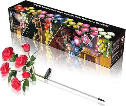 TYNLED Outdoor Solar Garden Stake Lights,Upgraded LED Solar Powered Light with 6 Rose Flowers, Waterproof Solar Decorative Lights for Patio Pathway Courtyard Garden Lawn