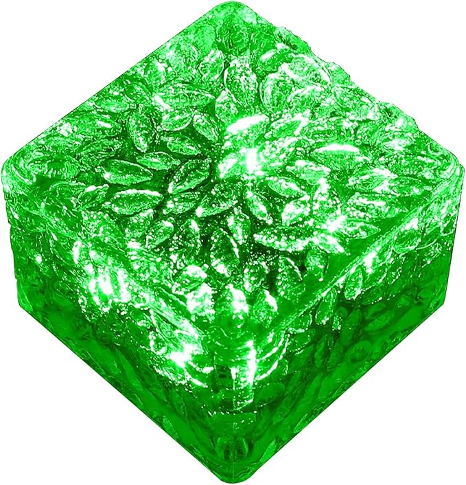 keeda Solar Brick Lights Waterproof Solar Path Ice Cube Lights Outdoor LED Decorative Ice Block Floor Tile Lights for Garden, Pathway, Patio, Walkway (Green, Pack of 1)