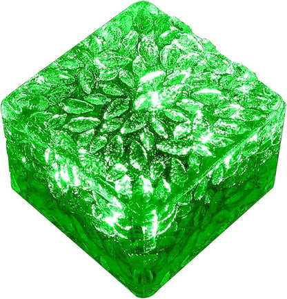 keeda Solar Brick Lights Waterproof Solar Path Ice Cube Lights Outdoor LED Decorative Ice Block Floor Tile Lights for Garden, Pathway, Patio, Walkway (Green, Pack of 1)