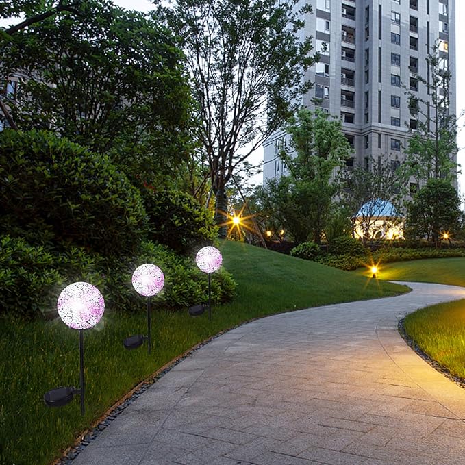 Solar Mosaic Ball-Shaped Lawn Light Waterproof Outdoor Solar Garden Pathway Light Ground Insert Lamp for Patio Backyard Landscape Decor