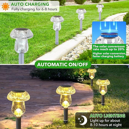 QUQUQ Solar Pathway Lights Solar Lights Outdoor Pathway Powered LED Mushroom Garden for Yard Yard Patio Decor(Multi-Colored)