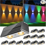 NIORSUN Solar Fence Lights,12 Pack Deck Light,Led Outdoor Lights 3000K/4500K/6000K+ RGB Up & Down Wall Lights | Lumora