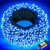 100FT 300 LED Christmas Lights Outdoor, Blue Christmas Tree Lights with 8 Modes Waterproof, Plug in Green Wire | Lumora