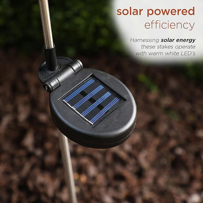 Alpine Corporation 38" Tall Solar Celestial Garden Stakes with Warm White LED Lights Sun, Moon and Star, Outdoor Decor - Set of 2