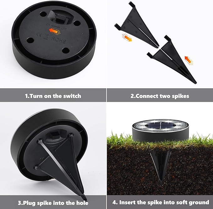 Joomer Solar Ground Lights, 8 Pack 8 LED Solar Lights Outdoor Waterproof IP68 Solar Disc Lights In-Ground Landscape | Lumora