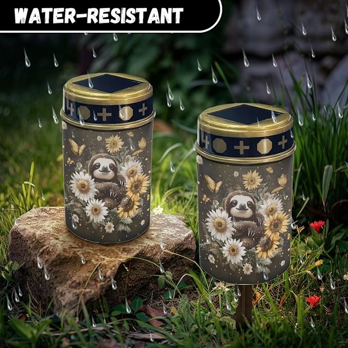 Sloth Sunflower Solar Light Outdoor Decor,Solar Powered Stakes Decorative Memorial Lights Garden Yard Lawn Pathway | Lumora