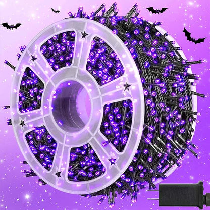 kemooie 500 LED Purple Christmas Lights, 164 FT 8 Lighting Mode Plug in Waterproof Christmas Lights Outdoor, for Birthday Christmas Wedding Party Garden Balcony Decor (Purple)