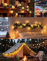 25Ft Frosted White Christmas Lights C9 Vintage Christmas String Lights with 26 Frosted White Bulbs(1 Spare) Hanging | Lumora