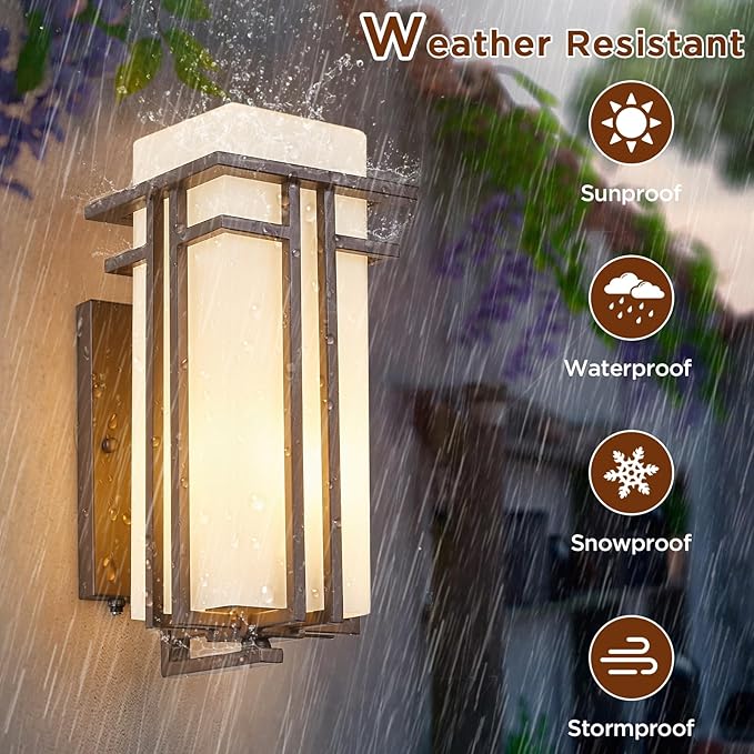 15.35"H Matte Brown Outdoor Wall Light Large Outdoor Wall Lantern Oil Rubbed Bronze Exterior Light Fixture | Lumora