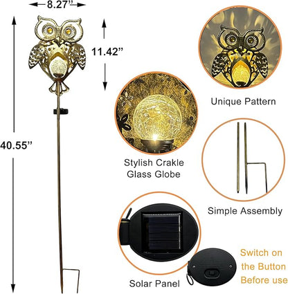 Owl Light for Garden Decor - Waterproof Pathway Stakes, Outdoor Lawn Patio Lights, Unique Yard Gift for Family