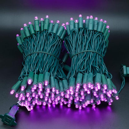 YULETIME Pink Wide Angle LED Christmas Lights with Green Wire, 66 Ft 200 Count UL Certified Commercial Grade 5mm Holiday String Light Set (Pink)