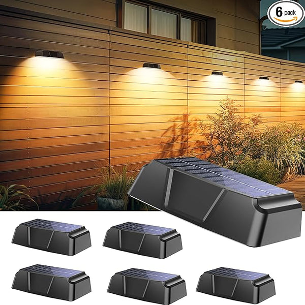 Brightown Solar Fence Lights Outdoor - 6 Pack Solar Deck Light with Warm White, Cool White, 7 RGB Color, Fade/Jump | Lumora