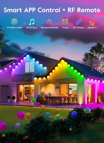 Brightown C9 LED Christmas Lights Outdoor, 150LED RGB Smart Christmas Tree Lights Music Sync DIY APP Controlled, Waterproof Connectable C9 String Lights for House Indoor Patio Xmas Decoration