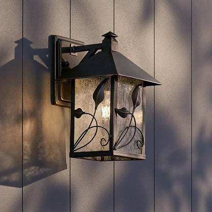 Franklin Iron Works French Garden Rustic Farmhouse Natural Cottage Outdoor Wall Light Fixture Bronze Lantern 10 1/2" Clear Seedy Glass Exterior Barn Deck House Porch Yard Patio Outside Garage