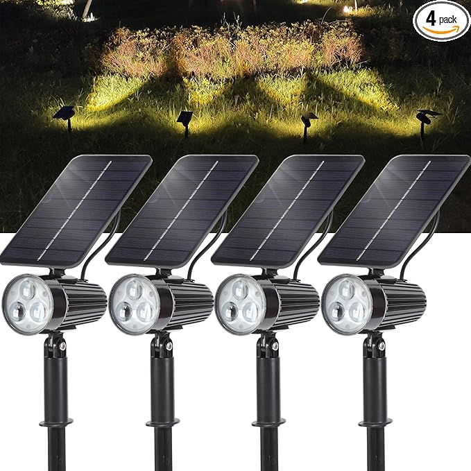 SUNLONG Solar Lights Outdoor, Solar Spot Lights Outdoor Waterproof Solar Powered Spotlights of 4 Pack