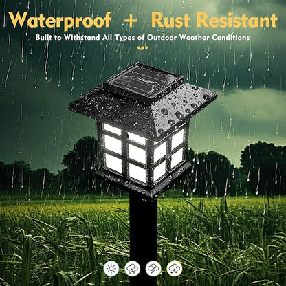 Solar Lights Outdoor Waterproof – 6 Pack LED Cool White Garden Solar Lights for Yard, Pathway, Patio, Driveway, and Landscape (Up to 10 Hours Illumination)-Easy Installation, No Wiring