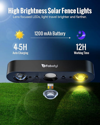 Solar Outdoor Fence Lights Solar Powered 12 Pack, Upgraded 50LM RGB Outdoor Solar Lights with Sync Group Control & 10 Light Modes, Solar Lights Outdoor Waterproof IP65 for Outside Porch, Wall, Deck