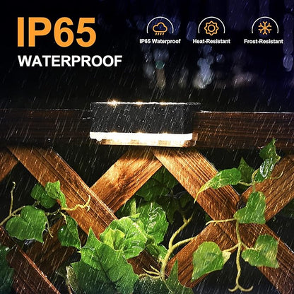 SOLPEX Solar Fence Lights, 6 LEDs Solar Lights Outdoor Waterproof Solar Powered for Deck, Stair, Front Porch, Balcony, Walkway, Garden, Yard, Patio, Pool Decor, IP65 Waterproof (16 Pack, Warm White)