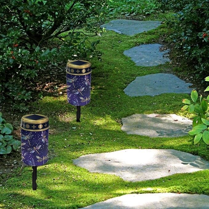 Purple Dragonfly Cemetery Solar Lights, Solar Powered Garden Stake Light, Decorative Lights for Cemetery Grave Yard Patio Outdoor Decoration Memorial