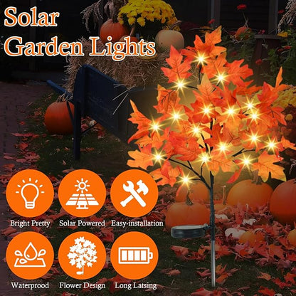 8 Pack Solar Maple Solar Stake Lights 160 LED Waterproof Outdoor Garden Lights for Patio Yard Thanksgiving Decor