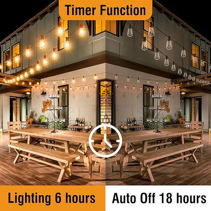 btfarm 100FT LED Outdoor String Lights Waterproof with Remote, Patio Lights with 32+2 ST38 Edison Bulbs, Hanging Light for Outside with Timer for Backyard Party Yard Gazebo Porch, 2700K Dimmable