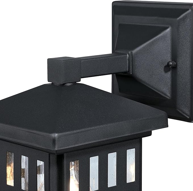 Westinghouse 6120800 Burnham Craftsman-Style One Light Outdoor Wall Fixture, Textured Black Finish, Clear Seeded Glass