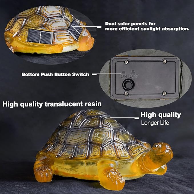 TIJNN Solar Turtle Lights Deck Decorative Lighting Statue Lawn Patio Backyard Outdoor Garden Decoration | Lumora