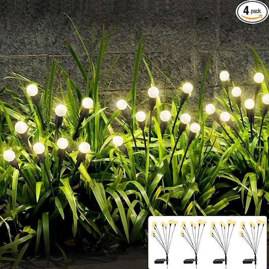 4PCS 8LED Solar Powered Garden Lights Outdoor Waterproof, Solar Starburst Swaying Garden Lights, Swaying When Wind Blows Solar Garden Lights Outdoor Decorative String Lights