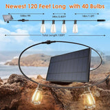 120FT Solar String Lights Outdoor,Solar Patio Lights Waterproof with Remote & 40+2 Dimmable ST38 Shatterproof LED | Lumora