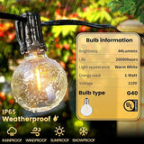 10FT Outdoor String Lights - LED Patio Lights Waterproof G40 Plastic Globe Bulbs, Connectable Shatterproof Hanging | Lumora