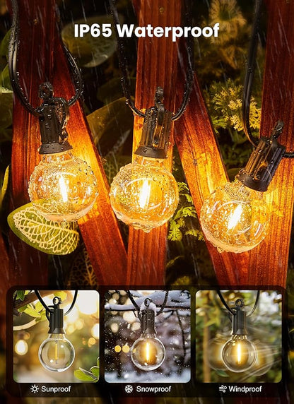 Brightown Outdoor String Lights, 200FT 100+2 G40 Bulbs Shatterproof Patio Lights, IP65 Waterproof Dimmable Hanging Connectable Globe LED Outdoor Lights for Backyard, Bistro, Porch, Deck, Balcony