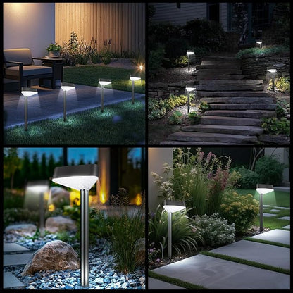 Solar Pathway Lights Outdoor, Bright LED Solar Landscape Lights, Waterproof Solar Garden Lights for Yard, Patio, Walkway, Lawn, Driveway(Cold White, 6 Pack)