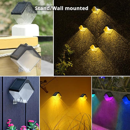 Hanging Solar Lights Landscape Path Lights Outdoor Waterproof Ice Block Lantern with Ring Clip Wall mounted DIY String Light Christmas Decor Tree Yard Garden Patio Fence (2 pack warm white & RGB)